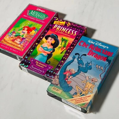 VHS - Disney Lot of 3 - Ariels Undersea Adventures - Reluctant Dragon - Jasmine - Image 1 of 4