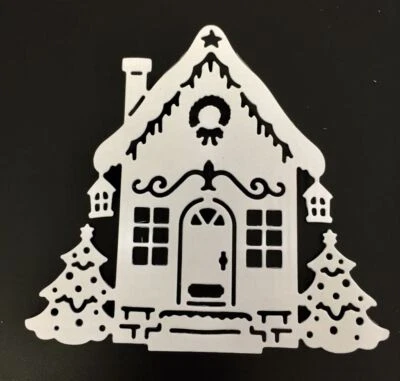 Рождественские высечки * домик для отдыха * набор из 8 * белая открытка * - Изображение 1 из 3