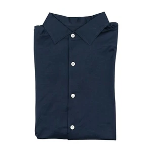650$ ISAIA "Comfort Project" Blue Navy Dress Shirt Stretch Jersey Cotton - Picture 1 of 4
