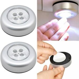 4 LED Touch Push Light Self-Stick On Click Battery Button Spot Lights