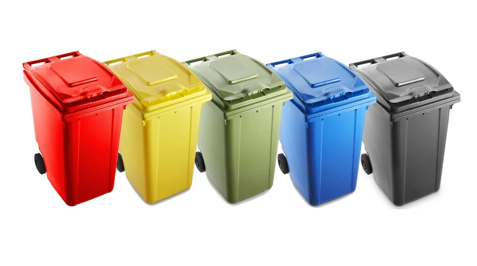 MOBIL PLASTIC Bidone monocolore a due ruote per raccolta differenziata - 360 litri