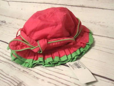 Sombrero con volantes Mud Pie Rumber rosa verde pequeño brote 0-12 meses #167687 nuevo con etiquetas Foto 1 de 4