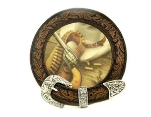 Cowboy Gürtel Waffen und Hut Nachtlicht 3" Durchmesser helles Licht altes Westmotiv - Bild 1 von 1