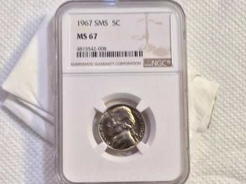 Lot of 5 1967 SMS Jefferson Nickels each certified MS 67 by NGC Cover
