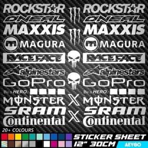 BIKE SPONSER SHEET Vinyl Decal Stickers Frame Cycling Helmet Cycle Bicycle MTB - Picture 1 of 3