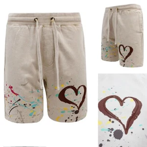 REBEL MINDS Men's Truly Yours Paint Splatter Graphic Fleece Shorts 141-961 - Picture 1 of 7