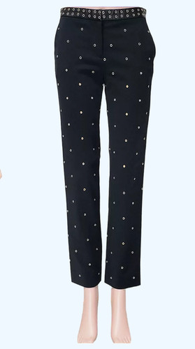 Resort 2012 Look #5 Versace Pantalone Nero Elasticizzato con Rivetti Taglia 38 2