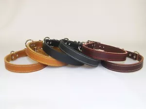 3/4" Wide Top Quality Latigo Leather Dog Collar W/ Stitching    Made in USA - Picture 1 of 37