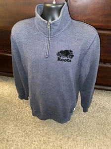 Roots Sweater Adult Men's Size Medium Bluish Gray 1/4 Zip Canada Beaver - Picture 1 of 8