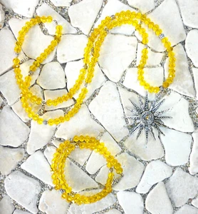 ★ lange Kette SONNE ★ Wickelarmband ★ FLOWER POWER ★ sonnengelb ★ - Bild 1 von 5