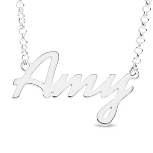 Personalisierte Halskette mit Ihrem Namen Amy Namensschild Anhänger Sterlingsilber - Bild 1 von 34