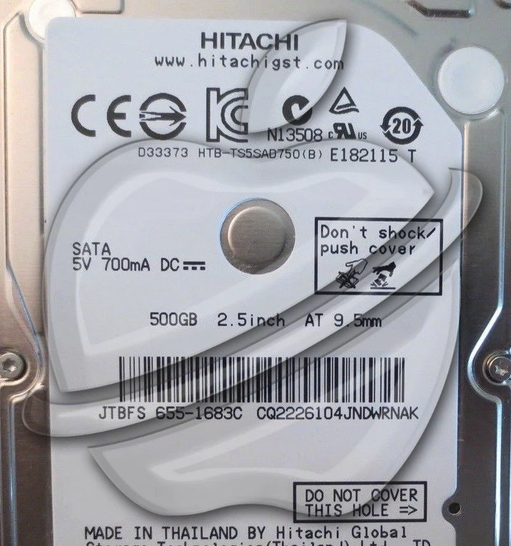 Genuine Hitachi Apple 2.5" 500gb Sata MacBook Pro Mac Mini Laptop HDD - Image 1 of 1