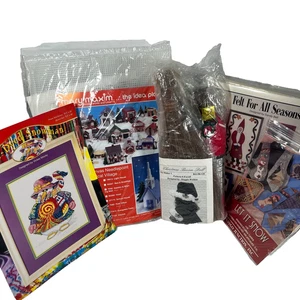 Christmas Crafts Lot Mary Maxim 7060 Indygo Junction Felt Cross Stitch Patterns - Picture 1 of 16