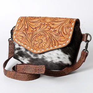 AD American Darling Cross Body Hand Tooled Hair-On Echtleder Damen Tasche - Bild 1 von 5