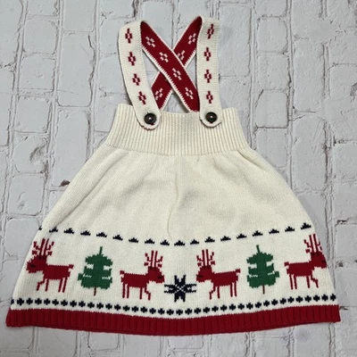 Hanna Andersson Bebé Vacaciones Suéter Vestido Ciervos Árboles Navidad 6-12 Mo 70 cm Foto 1 de 4