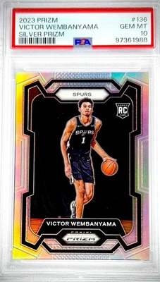 2023 Victor Wembanyama Panini Silver Prizm RC PSA 10 Refractor Holo Pristine 136 - Image 1 of 3