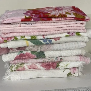 70's Vintage Bath Hand Towel Lot Pink Floral Flowers Cannon etc. - Picture 1 of 15