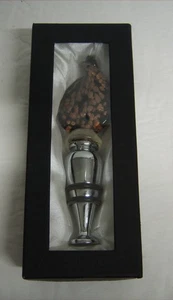 Handgefertigter Flaschenverschluss Gold & Schwarz Schmelzglas Flamme polierter Chromboden - Bild 1 von 5