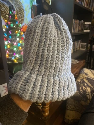 Ручной работы самодельный крючком шляпа Beanie мягкий светло-синий сутулиться лыж зима бабушка - Изображение 1 из 2