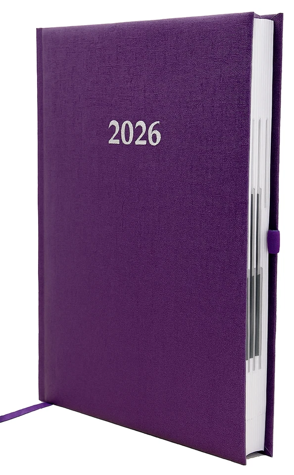 2026 ADINA Buchkalender Chefplaner A5 violett-metallic 1 Tag 1 Seite