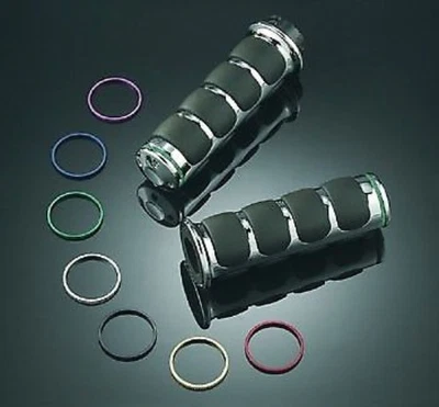 Empuñaduras de doble cable ISO suaves de goma cromada Kuryakyn tradicionales Harley Dyna Foto 1 de 3