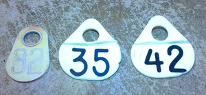 3-lot vintage plastic cow number tags in good shape used - Picture 1 of 2