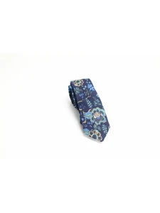 BAR III Mens Navy Floral Slim Neck Tie - Picture 1 of 3