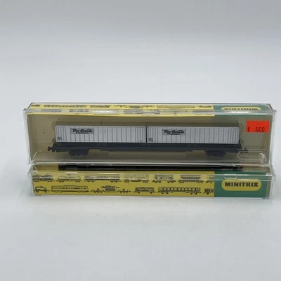 Lot 2 N Gauge Minitrix Rio Grande Trailer on Flat Car Silver 51 3325 00 NOS - Image 1 of 4