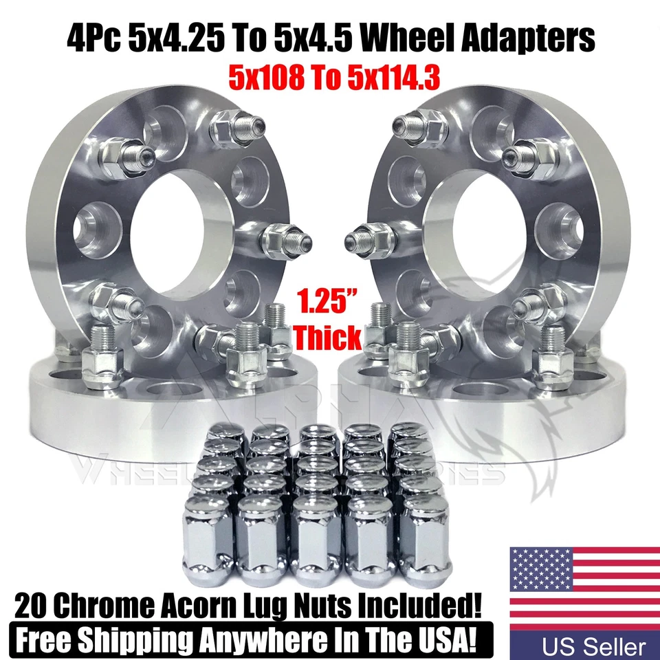 Adaptadores de 4 ruedas 5x108 a 5x114,3 + tuercas cromadas bellota para Ford Focus Fusion Foto 1 de 4