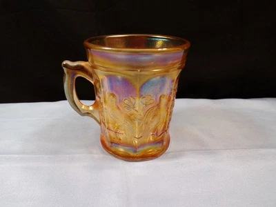 Northwood Marigold Carnival Glass Singing Birds Mug INV3 - Image 1 of 4