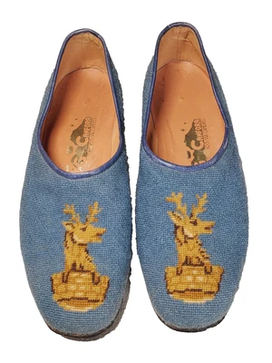 Mocasines G. Canfora punta de aguja azul claro dorado ciervo/ciervo para mujer EE. UU. 10* Foto 1 de 4