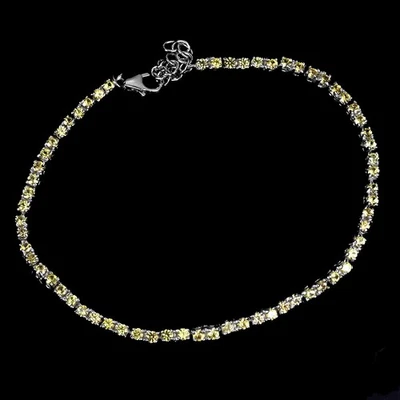 Brazalete de plata de ley 925 zafiro redondo corte diamante piedras preciosas joyería 8 pulgadas Foto 1 de 4