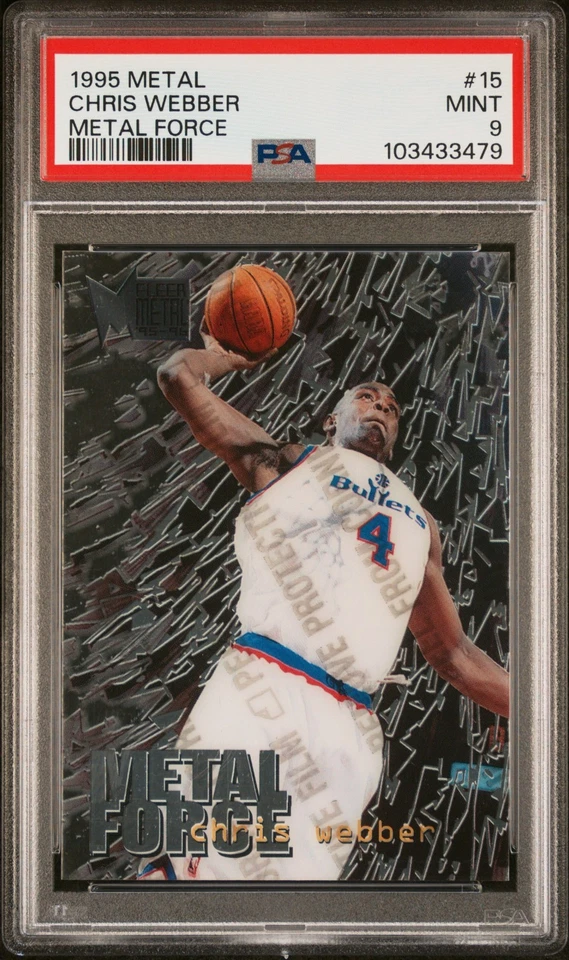 TARJETA SKYBOX METAL FORCE CHRIS WEBBER 1995 CON PEEL PSA ¡COMO NUEVA 9! Foto 1 de 1