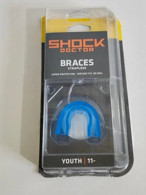 Protector bucal Shock Doctor Braces sin tirantes juvenil 11- azul superior, por favor leer Foto 1 de 4