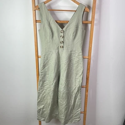 Mono Forever New para mujer 8P verde mezcla de lino recortado sin mangas cuello en V Foto 1 de 4