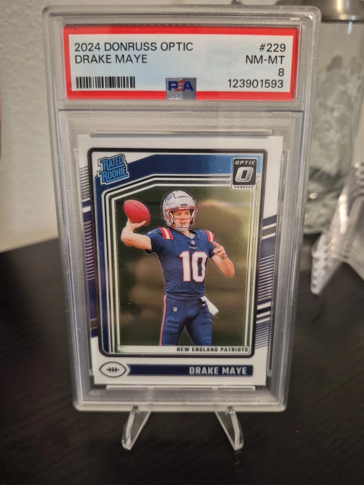 ↗️🔥🔥2024 Panini Donruss Optic - Rated Rookie Drake Maye #229 (RC) PSA 8 - Image 1 of 2