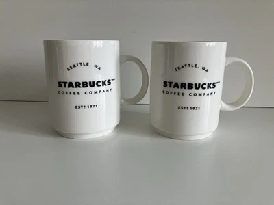Starbucks Coffee Company 14 oz canecas de cerâmica conjunto de presente empilhável pacote com 2 conjunto raro - Imagem 1 de 4