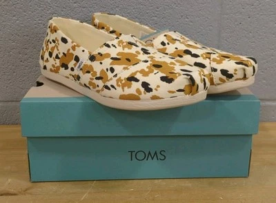 NUEVO Zapatos Toms Alpargata Planos Mujer Talla 6.5 Espino Cerebral Marrón Abstracto Vaca P14 Foto 1 de 4