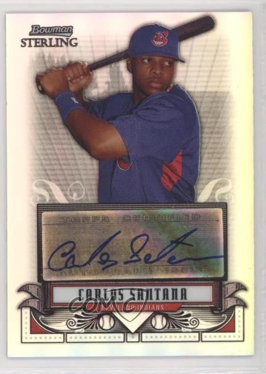 2008 Bowman Sterling Prospects Refractor /199 Carlos Santana #BSP-CSA Auto - Image 1 of 2