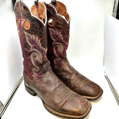 Botas Dan Post Para Hombres 10.5D Cuero Vaquero Western Púrpura Puntada Bordado DP2937 Foto 1 de 4
