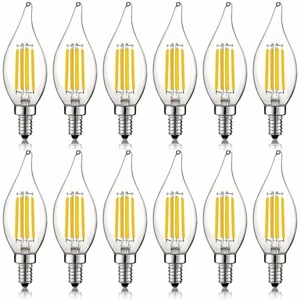 12-Pack Luxrite E12 LED Bulb 60W Equivalent 2700K 550lm Dimmable Candelabra Bulb - Picture 1 of 7