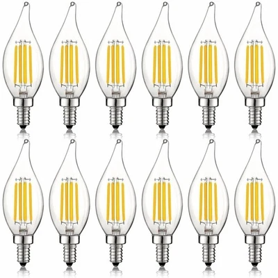 12-Pack Luxrite E12 LED Bulb 60W Equivalent 2700K 550lm Dimmable Candelabra Bulb - Image 1 of 4