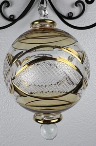 Ägyptisches mundgeblasenes Glas Weihnachtsschmuck Goldakzente handgeschliffen 6" groß - Bild 1 von 4