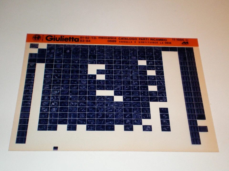 Microfiche Catalogo Ricambi Alfa Romeo Giulietta 81 - 82 T.D.83 - 84 11/1986 - Immagine 1 di 1