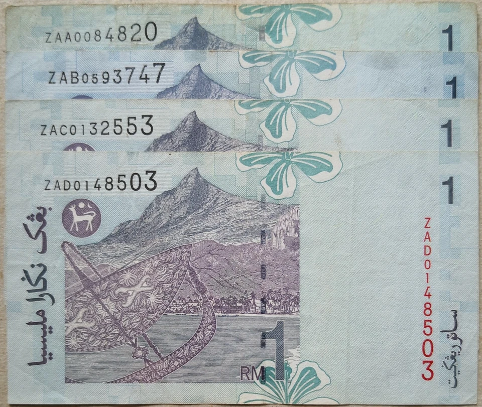 RM1 Zeti sign 4 pcs Replacement Note (11th Series)  ZAA, ZAB, ZAC & ZAD - Image 1 of 4