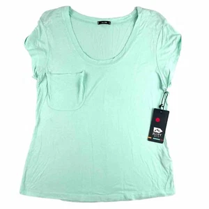 Rusty Womens Dreamer Tee Scoop Neck Pocket Cap Sleeve Washed Mint Size 10 New - Picture 1 of 7