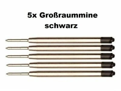 5x Metall Großraum-Mine SCHWARZ, passend für Parker-System Kugelschreiberminen