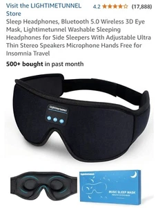 Sleep Headphones 3D Eye Mask Bluetooth Wireless Music Adjustable/Washable NEW - Picture 1 of 5