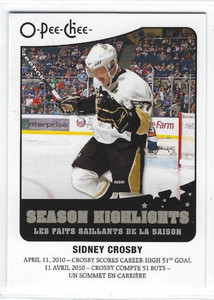 2010-11 O-Pee-Chee Season Highlights #SH-10 Sidney Crosby