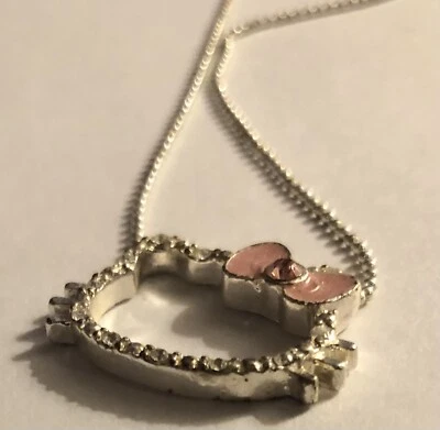 Colar duplo Hello Kitty SANRIO pingente coração rosa cristais strass - Imagem 1 de 4